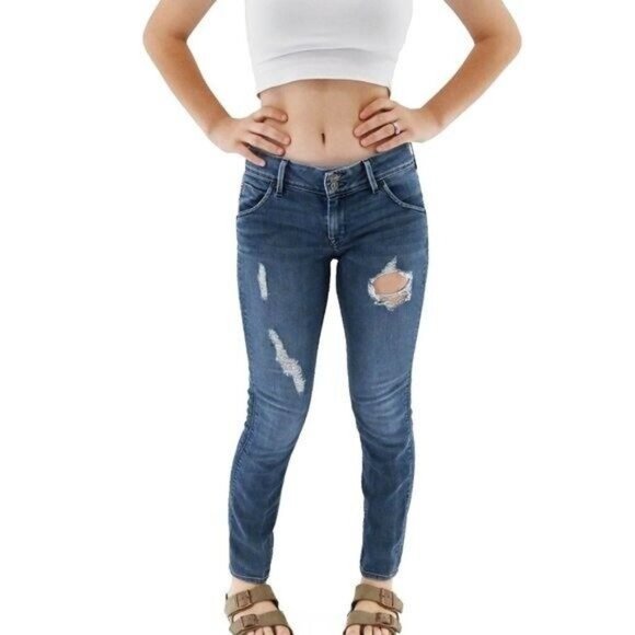 Hudson Jeans Denim - HUDSON Collin Flap Skinny Ankle Ripped Jeans Medium Wash Distressed Womens Sz 25